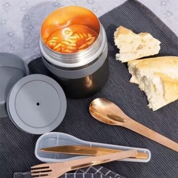 Lurch - ''Iso-Pot'' 500 ml Metalik Gri, Paslanmaz Çelik - Çift Cidarlı Yemek Termosu - 240847