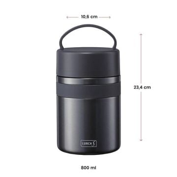 Lurch - ''Iso-Pot'' 800 ml Metalik Gri, Paslanmaz Çelik - Çift Cidarlı Yemek Termosu - 240844
