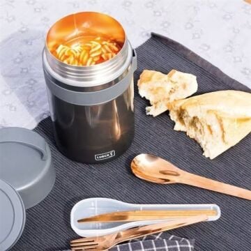 Lurch - ''Iso-Pot'' 800 ml Metalik Gri, Paslanmaz Çelik - Çift Cidarlı Yemek Termosu - 240844