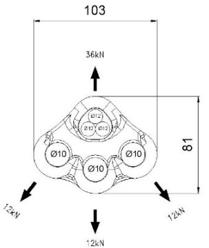 CT L637 3 DELİKLİ MAVİ ALUM. DAGITIM PLAKASI 36KN