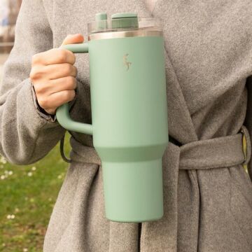 Lurch - “Big Cup” 1.2 L Adaçayı Yeşil, Paslanmaz Çelik Termos - Uzatılabilir Pipetli, Çift Cidarlı, Sızdırmaz - 240877