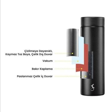 Lurch - Mini Termos 300 ml Granit Gri, Paslanmaz Çelik - Çift Cidarlı, Sızdırmaz - 270972