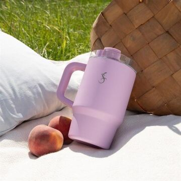 Lurch - “Big Cup” 0.8 L Lila, Paslanmaz Çelik Termos - Uzatılabilir Pipetli, Çift Cidarlı, Sızdırmaz - 270975