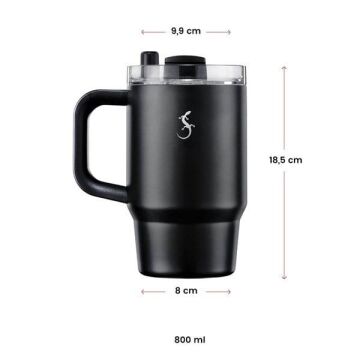 Lurch - “Big Cup” 0.8 L Fildişi, Paslanmaz Çelik Termos - Uzatılabilir Pipetli, Çift Cidarlı, Sızdırmaz - 270976