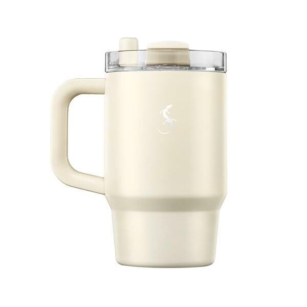 Lurch - “Big Cup” 0.8 L Fildişi, Paslanmaz Çelik Termos - Uzatılabilir Pipetli, Çift Cidarlı, Sızdırmaz - 270976