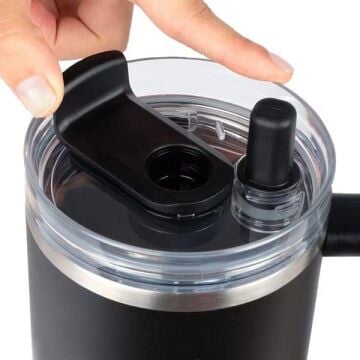 Lurch - “Big Cup” 0.8 L Mat Siyah, Paslanmaz Çelik Termos - Uzatılabilir Pipetli, Çift Cidarlı, Sızdırmaz - 270977