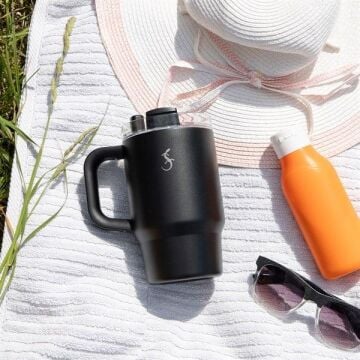 Lurch - “Big Cup” 0.8 L Mat Siyah, Paslanmaz Çelik Termos - Uzatılabilir Pipetli, Çift Cidarlı, Sızdırmaz - 270977