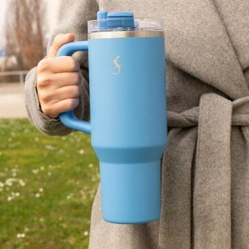 Lurch - “Big Cup” 1.2 L Okyanus Mavi, Paslanmaz Çelik Termos - Uzatılabilir Pipetli, Çift Cidarlı, Sızdırmaz - 240979