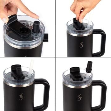 Lurch - “Big Cup” 1.2 L Mercan Pembe, Paslanmaz Çelik Termos - Uzatılabilir Pipetli, Çift Cidarlı, Sızdırmaz - 240876