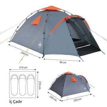 Where Tomorrow Family Otomatik Çadır-GRİ