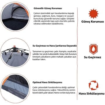 Where Tomorrow Doppel Otomatik Çadır-GRİ