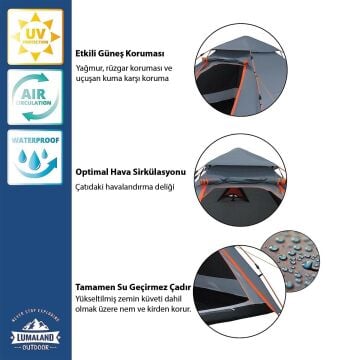 Where Tomorrow Kuppel Otomatik Çadır-GRİ