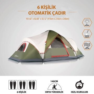 QuickUp DomeHike 6 Kişilik Otomatik Çadır